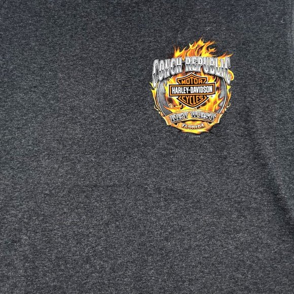 Harley Davidson Mens Size-XL Gray Sleeveless Muscle T Conch Republic Key West - Picture 2 of 5